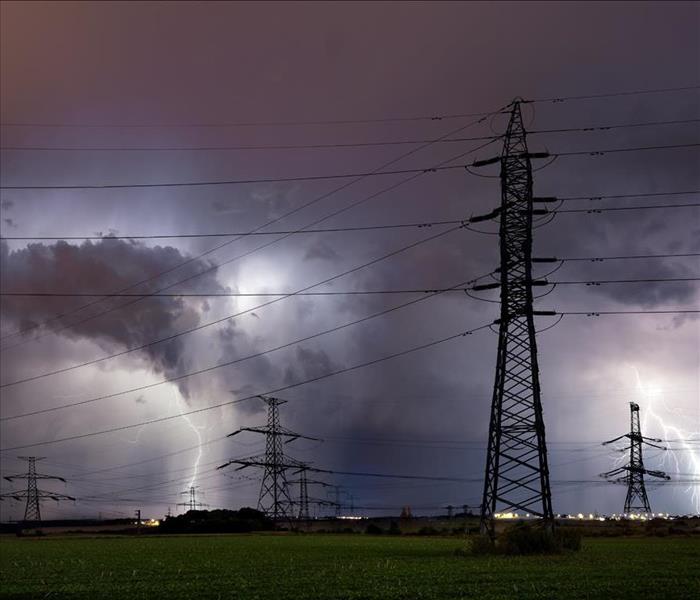 Lightning in a dark sky.